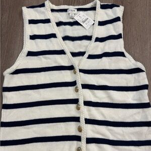 J. Crew Factory White and Navy Striped Sleeveless Top